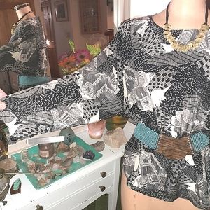 Vintage blouse chinese designer 1980s